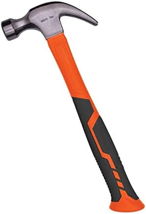 16 oz Claw Hammer with Fiberglass Handle - All Purpose Hammer with Forged Hardened Steel Head - Ergo Shock Absorbing Rubber Grip