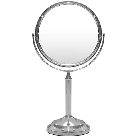 Indecor Home H Halston Stainless Steel Makeup Vanity Mirror 1X/3X Magnification Round 360 Swivel Mirror for Desk, Bedroom, Bathroom (Chrome) Cover