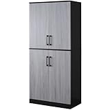 DORIS ドリス キャビネット 木製キャビネット 両開き 鍵付き 幅80 高さ177 書庫 書類保管庫 書棚 可動棚 ブラック×グレー 要組立 ナートル 【17910】