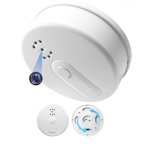 Tebetu Caméra Espion WiFi 5G/2.4G, Détecteur de Fumée Caméra Invisible HD 1080P, Camera Espion Interieur Discrete 10 Heures avec Vision Nocturne/Détection de Mouvement pour intérieur (Bureau/Maison)