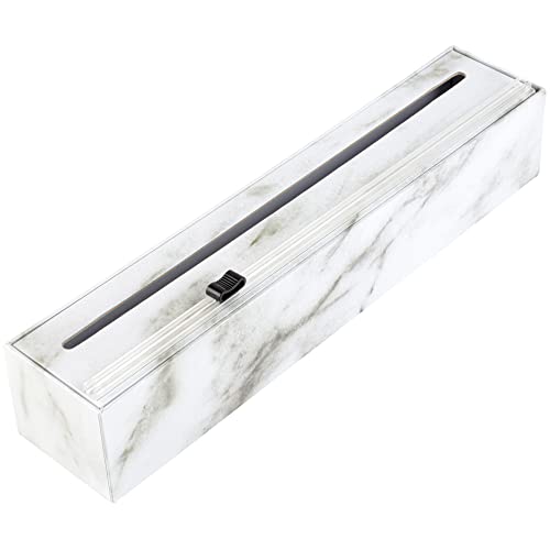 Chicwrap Marble Refillable Plastic Wrap Dispenser - Includes 12" X 250' Roll Professional Grade Disposable Plastic Wrap - Reusable Dispenser W/ Slide Cutter - Ideal Dispenser & Saves Money #TOP1