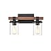 Millennium 3802-MB/WG Transitional Two Light Vanity from Taos Collection Finish, Matte Black/Wood Grain