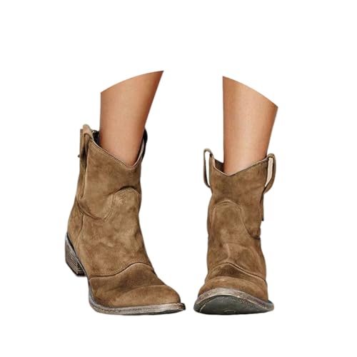 ENEN Botas Cowboy de Mujer Piel, 34-48 EU Botas Cowboy de Mujer Media Caña Cierre de Cremallera...