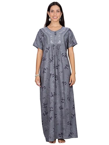 Image of 9shines Label Stylish Alpine Nighty Maxi for Women | Full Length Trendy Nightgown | Premium Nightdress | Nightwear | Embroidery Nighty with Pockets (2892)