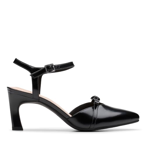 Clarks Collection Women's Tammitha Bar Pump, Black Leather, 6.5 Wide US