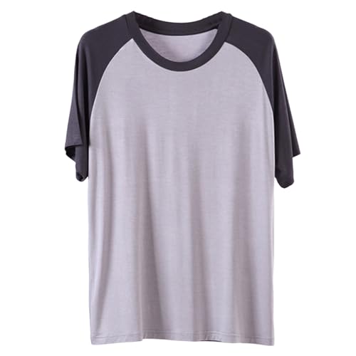 Raglan T-Shirts for Men Casual Short Sleeve Night Shirts Crew Neck Pajama Tops Comfy Sleepwear Jersey Tee Shirt