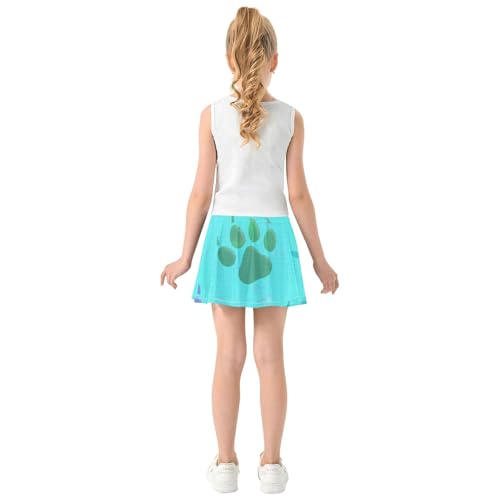 Fun Cute Girls' Shorts Athletic Skorts Tennis Skirts for Kids Flowy Skirt Cute Animal Paw Prints Blue 4t4