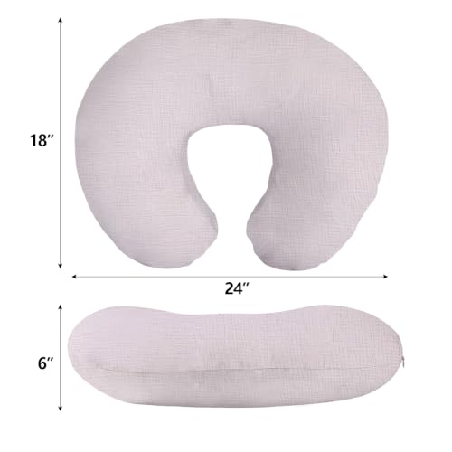 Image of Little Grape Land Muslin Nursing Pillow Covers 2 Pack, 100% Cotton Removable Breastfeeding Pillow Covers, Feeding Pillow Slipcovers for Baby Boys & Girls, (Bow)