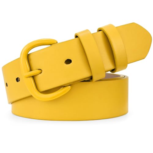 Image of WHIPPY Women Leather Belt for Jeans Pants Dresses Black Ladies Waist Belt with Pin Buckle