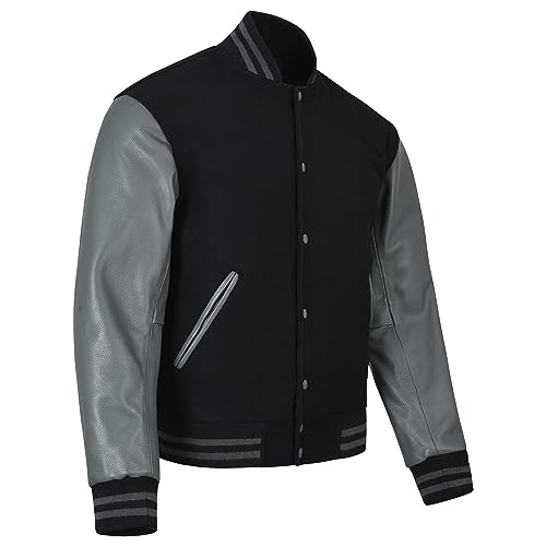 Image of Varsity Jacket Baseball Letterman Jacket- Wool and Leather Premium Quality Unisex Basketball Jacket