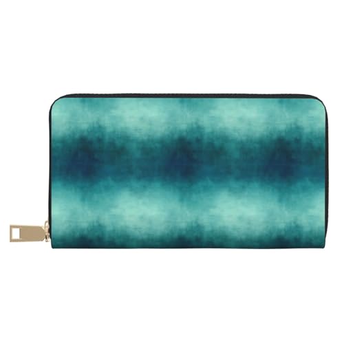 Light Green Pattern Print Wallet Women Men, Long PU Leather Wallets for Women, Cute Womens Travel Wallet Purse Pouch with Zipper Pocket