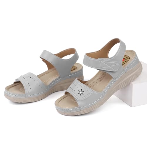 Image of JABASIC Women Comfortable Sandals Orthotic Walking Sandals Orthopedic Arch Support Sandals