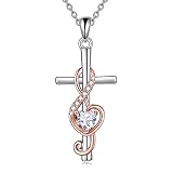 Musical Note Cross Necklaces for Women Sterling Silver Conformation Jewelry Gifts for Women