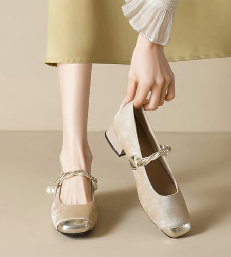 Womens Mary Jane Shoes Pumps Low Heels Closed Square Toe Slip On Chunky Heel Comfortable Work Daily Office Dress Shoes 20252