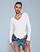 Avidlove Bodysuits Snap Crotch Womens Body Suits Tops Long Sleeve Going Out Tops Deep V Neck Bodysuit 2024 Fashion(White,XXL)