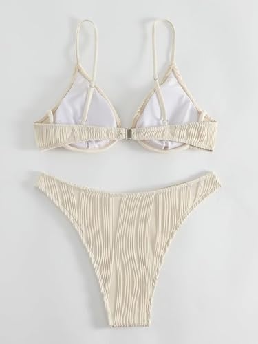 Women's Textured Cute Bathing Suit High Waisted Summer Swimsuit Bikini Set2