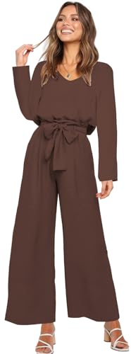 FANCYINN Womens 2 Piece Outfit Set V Neck Long Sleeves Tops High Waisted Paper Bag Pants with Belt3