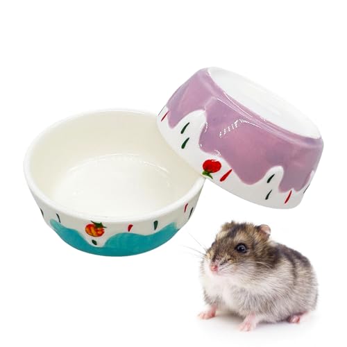 Hamiledyi 2 Pack Hamster Food Bowl,Small Animals Ceramic Food Water Bowl Prevent Tipping Moving For Guinea Pig Gerbil Chinchilla Hedgehog Rat cover