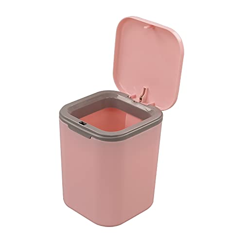 Poubelle rose 10l Morcte avec couvercle basculant pour salle de bain