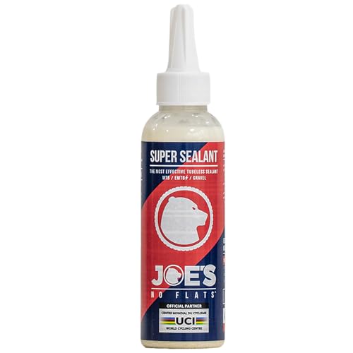 Joe's No Flats Super Sealant - Gravel and MTB Bike Tires - Ultra-Fast Sealing for Tubeless and Inner Tubes | for Holes up to 0.25 Inches | Ready to Use Effective Puncture Seal, 4.2oz