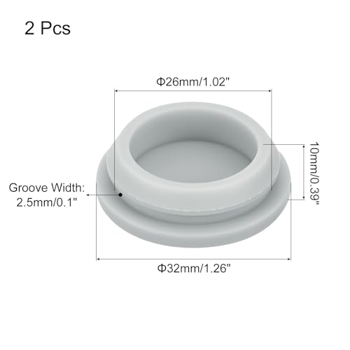 Image of MECCANIXITY 2pcs Silicone Snap in Locking Hole Plugs,26mm /1 Inch Mounting Diameter Narrow Groove Width 2.5mm Panel Seal Cover Round for Kitchen Bulkheads Waterproof Sealing Plugs Grey