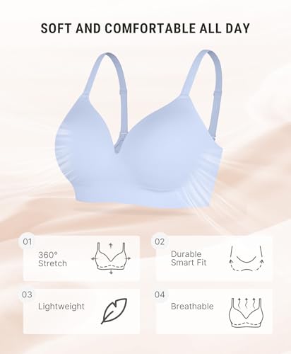 Image of FeelinGirl Wireless Supportive Bra for Women, Seamless Comfort Bralettes No Underwire Full Coverage Everyday Bras