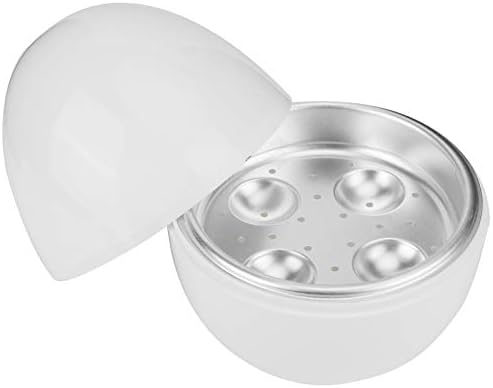 Microwave Egg Boiler, 4 Capacity, White Microwave Hardboiled Egg Maker, Hardness & Soft Egg Cooker Under 9 minutes