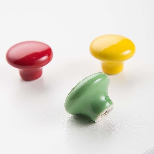 Yesmin 4 Pcs Colored Ceramic Drawer Handles,Cute Cabinet Handles,Wardrobe Door Single Hole Handles,Bedroom,Living Room,Kitchen Furniture-Green - Image 4