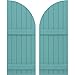 Ekena Millwork ARW101BQ621X35PTH Americraft Six 2 Exterior Real Wood Joined Board-n-Batten Shutters w/Arch Top (Per Pair), 21"W x 35"H, Pure Turquoise