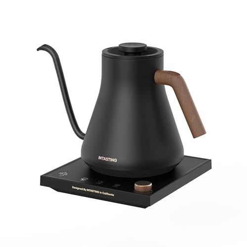 intasting �d�C�P�g�� �R�[�q�[ 1°C�P�ʂ̐������� �h���b�v �R�[�q�[�|�b�g �׌��h���b�v LED�\���p�l�� �d�C�|�b�g �h���b�v �|�b�g �ۉ��@�\ �󕰂��h�~ �R���p�N�g0.9L 1200W �N���X�}�X �V�N �v���[���g�p (�u���b�N-�؂̃n