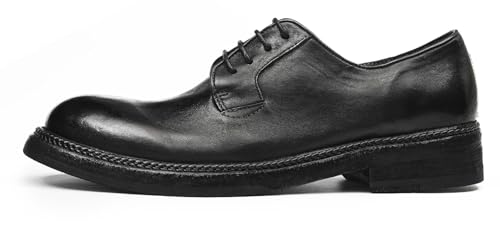 Santimon Men’s Genuine Horse Leather Oxford Dress Shoes – Handcrafted Goodyear-Welt Plain-Toe Derby, Fashion Business-Casual & Formal Wedding Breathable Lining Shoes2