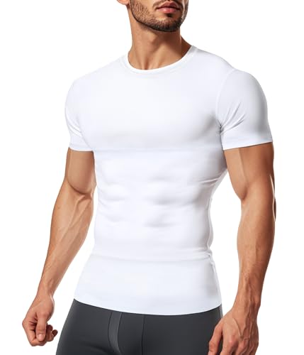 TAILONG Short Sleeve Compression Shirt Men Shapewear Slimming Undershirt Body Shaper Tank Top Workout Shirts