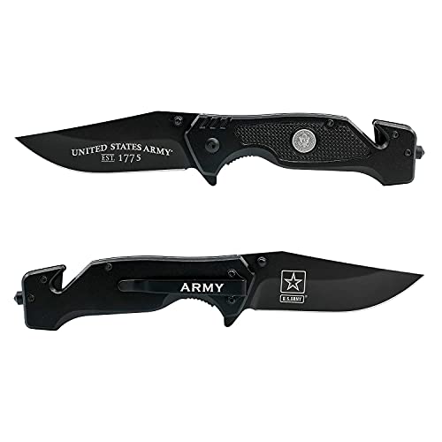 Us Army Folding Elite Black Stealth Tactical Knife - Spring Assisted Usa Combat Rescue Knife - Great Gift For The Soldier In Your Life #TOP15