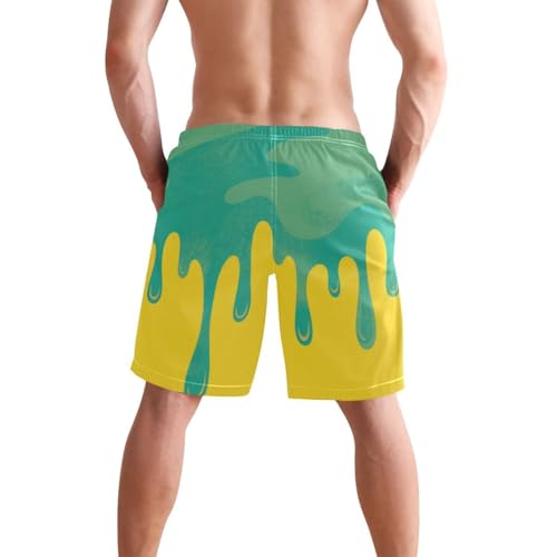 Asthetic Art Green Yellow Men Swimming Shorts Stretch Stretch Beach Shorts Quick 8”/ 9” Long XL Plus Size Swimming3