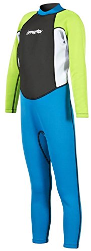 Hyperflex Access Unisex Full Body 3Mm Backzip Wetsuit Watersports - Kid Sizes - Warm 4-Way Stretch Neoprene - Adjustable Collar And Flat Lock Construction High Performance 50+ Uv Shield Blue/Green 8 #TOP2