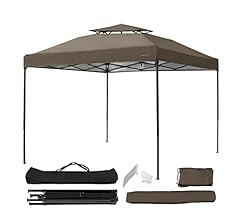 モダンデコ タープテント ワンタッチ uvカット加工 スチール製 収納ケース付 (3m, ベーシック/アースブラウン)