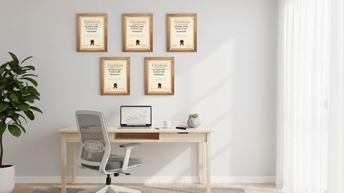 KDM HOME DECOR A4 Size Photo Frame For Wall Set of 5 Golden Picture Frame For Home and Office Decoration, Size -8.2x11.7 Inches