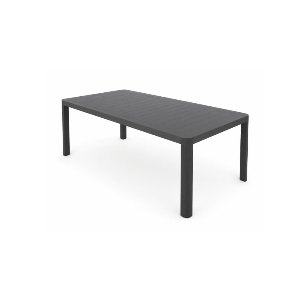Tavolo Allungabile da Esterno Aliseo Antracite in Alluminio Verniciato a Polvere, Piano in Doghe, Apertura Telescopica, da Assemblare, 200/300 x 110 x 77,5 cm