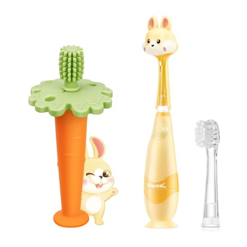 Papablic Toddler Sonic Electric Toothbrush, Baby Teether Carrot Toy