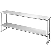 Hally Double Overshelf of Stainless Steel 12'' x 72'' Weight Capacity 420lb, Commercial 2 Tier Sh...