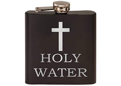 Rogue River Tactical Funny Holy Water Stainless Steel Hip Flask Premium Matte Black Makes a Great Gift For Him Dad Father Gag Joke Gift