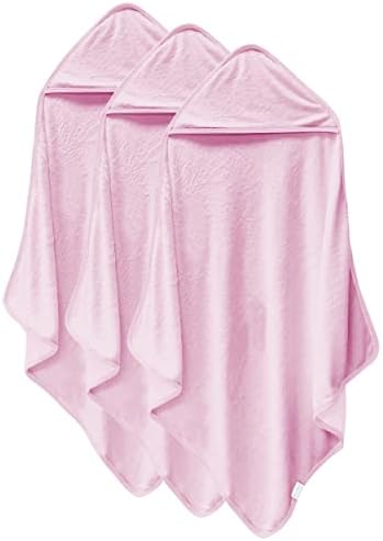 Cosy Family 3 Pack Baby Hooded Towels, Rayon Made from Bamboo, Ultra Soft Unisex Bath Towels for Babies,Toddler,Infant - Newborn Essential - Ultra Absorbent Toddler Towels for Baby Boy Girl - Pink