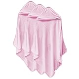 Cosy Family 3 Pack Baby Hooded Towels, Rayon Made from Bamboo, Ultra Soft Unisex Bath Towels for Babies,Toddler,Infant - Newborn Essential - Ultra Absorbent Toddler Towels for Baby Boy Girl - Pink