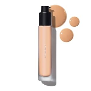 MAKE Beauty Diffusion Dew Skin Tint. Sheer to Medium Coverage Radiant Finish. Blurring, Smoothing, and Brightening for Glowing Complexion. Enhanced with Niacinamide and Adenosine. Ginger 04
