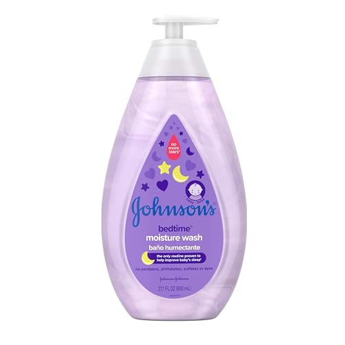Image of Johnson's Bedtime Baby Moisture Wash with Coconut Oil, Washes Away 99.9% Of Germs, Tear-Free Night Time Bath Wash, Hypoallergenic, Paraben- & Dye-Free, No-Animal Testing, 27.1 fl. oz