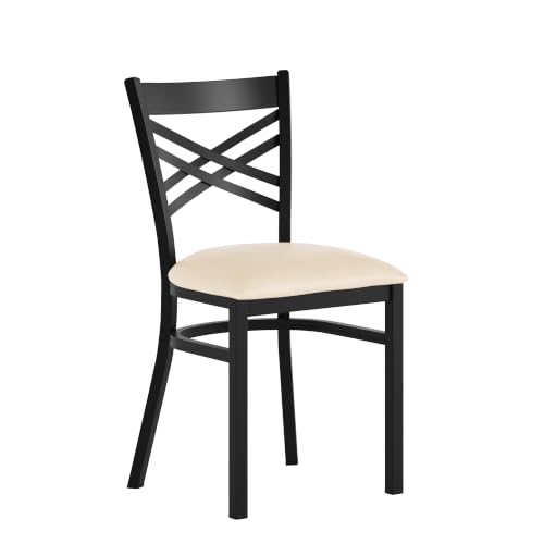 Image of Flash Furniture Hercules X-Back Restaurant Chair with Vinyl Seat, Black /Tan