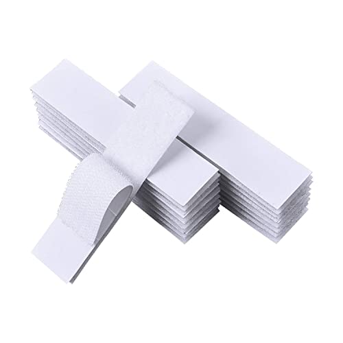 WGLILO 20 Sets Hook and Loop Strips with Adhesive - 1x4 Inch - Strong Back Adhesive Fasteners Tape for Home or Office Use Replaces Holes and Screws, White