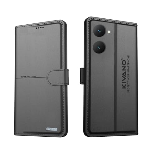 Image of Compatible with iQOO Z9 Lite 5G / Vivo Y28S 5G / Vivo T3 Lite 5G / Vivo Y18 4G / Vivo Y18e 4G / Vivo Y18i 4G Flip Cover | Leather Finish | Inside Pockets & Inbuilt Stand Black