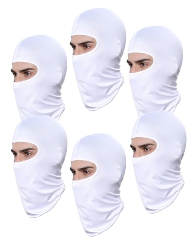 Xeoxarel 6 Pack Balaclava Ski Mask Cooling Neck Gaiter UV Protector Motorcycle Ski Scarf for Men/Women White