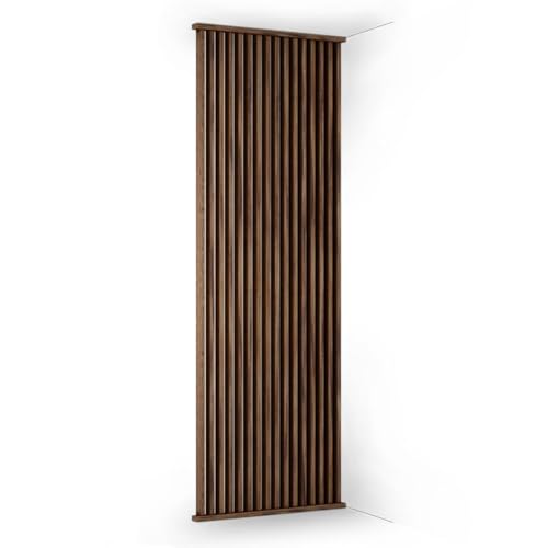 KGM Raumteiler Walnuss 90 Komplett-Set 100x270 cm - Lamellenwand MDF foliert - Trennwand Sichtschutz Raumtrenner Paravent für Wohnzimmer Büro Esszimmer